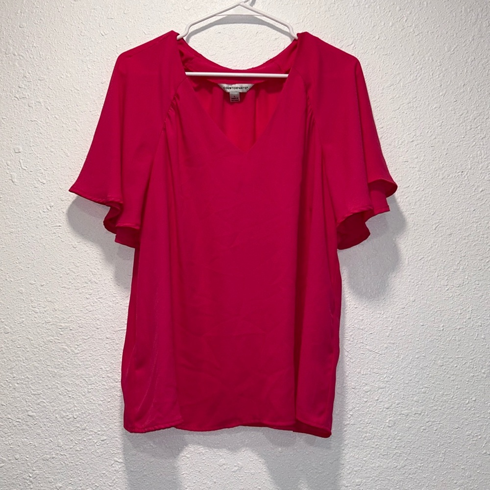 Counterparts pink v neck women's blouse